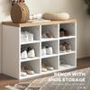 HOMCOM 2-in-1 Coat Rack Shoe Bench Set, 5-Hook Hall Tree, White view 4