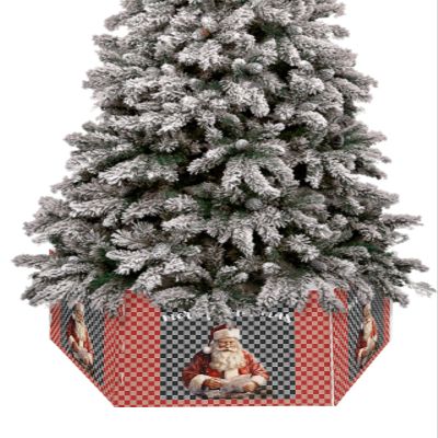 Christmas Lattices Christmas Tree Collar Tree Box Stand Cover,Artificial/Pencil/Silm/Skinny Tree Ring 6 Packs Collapsible Tree Skirt for Christmas Xmas Tree,Vintage Santa Latters Red Black 17"x10"