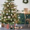 Christmas Lattices Christmas Tree Collar Tree Box Stand Cover,Artificial/Pencil/Silm/Skinny Tree Ring 6 Packs Collapsible Tree Skirt for Christmas Xmas Tree,Vintage Santa Latters Red Black 17"x10" view 2