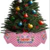 Christmas Tree Collar Tree Box Stand Cover,Artificial/Pencil/Silm/Skinny Tree Ring 6 Packs Collapsible Tree Skirt for Christmas Xmas Tree,Pink Lattice Christmas Stocking Snowflake 14.5"x10" view 1