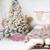 Christmas Tree Collar Tree Box Stand Cover,Artificial/Pencil/Silm/Skinny Tree Ring 6 Packs Collapsible Tree Skirt for Christmas Xmas Tree,Pink Lattice Christmas Stocking Snowflake 14.5"x10" view 4