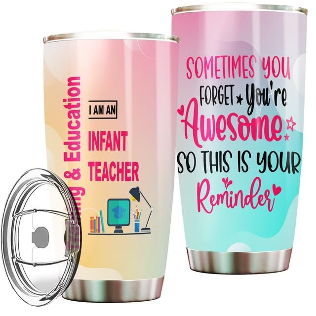 Infant Teacher Tumbler, Training Education Tumbler Stainless Steel 20oz With Lid For Infant Teacher, Drinking Coffee Cup Birthday Retirement Gifts Bulks For Office Women Men Work Friends Coworker