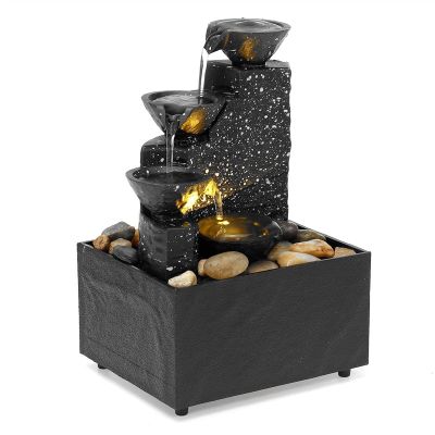Tabletop Fountain Tabletop Fountain Interior Decoration Water Fountain Office Desk Decoration Waterfall Fountains 4 Layers Water Cycle Desktop Fountain Water Fountain Decor