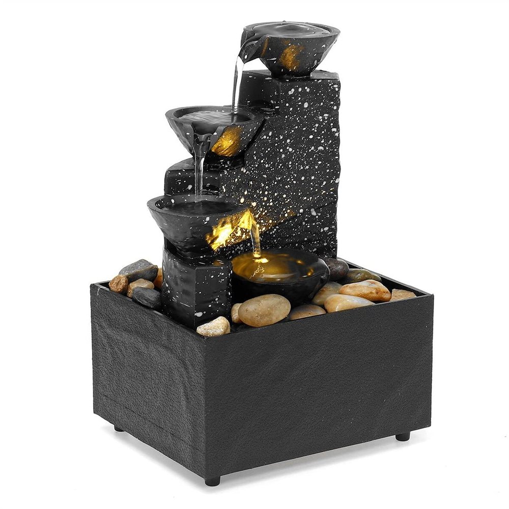 Tabletop Fountain Tabletop Fountain Interior Decoration Water Fountain Office Desk Decoration Waterfall Fountains 4 Layers Water Cycle Desktop Fountain Water Fountain Decor