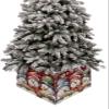 Christmas Winter Christmas Tree Collar Tree Box Stand Cover,Artificial/Pencil/Silm/Skinny Tree Ring 4 Packs Collapsible Tree Skirt for Christmas Xmas Tree,Snowflake Snowman Plaid Red 17"x10" view 1