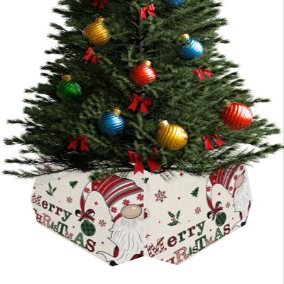 Christmas Tree Collar Tree Box Stand Cover, Artificial/Pencil/Silm/Skinny Tree Ring 4 Packs Collapsible Tree Skirt for Christmas Xmas Tree Decorations, Rustic Gnomes Country Plaid Checkered 14.5"x10"