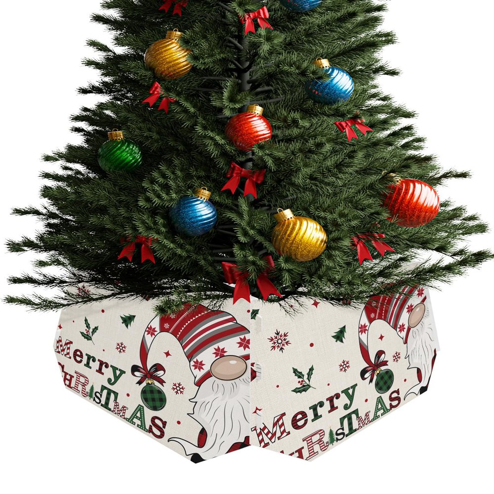 Christmas Tree Collar Tree Box Stand Cover, Artificial/Pencil/Silm/Skinny Tree Ring 4 Packs Collapsible Tree Skirt for Christmas Xmas Tree Decorations, Rustic Gnomes Country Plaid Checkered 14.5"x10"