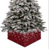 Buffalo Plaid Christmas Tree Collar Tree Box Stand Cover,Artificial/Pencil/Silm/Skinny Tree Ring 4 Packs Collapsible Tree Skirt for Christmas Xmas Tree,Red Black Christmas Winter Snowflake 17"x10" view 1