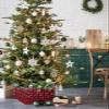 Buffalo Plaid Christmas Tree Collar Tree Box Stand Cover,Artificial/Pencil/Silm/Skinny Tree Ring 4 Packs Collapsible Tree Skirt for Christmas Xmas Tree,Red Black Christmas Winter Snowflake 17"x10" view 2