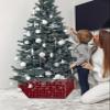 Buffalo Plaid Christmas Tree Collar Tree Box Stand Cover,Artificial/Pencil/Silm/Skinny Tree Ring 4 Packs Collapsible Tree Skirt for Christmas Xmas Tree,Red Black Christmas Winter Snowflake 17"x10" view 3