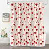 JEJOMEAG Valentine's Day Shower Curtain Red Heart Romantic Love Lover Couple Creative Beige Fabric Bathroom Curtain with Hooks view 2