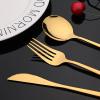 24-Piece Stainless Steel Cutlery and Western Steak Cutlery Set,Elegant Golden Creative Dinnerware for Family Dinners (Yellow Gold) view 2
