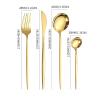 24-Piece Stainless Steel Cutlery and Western Steak Cutlery Set,Elegant Golden Creative Dinnerware for Family Dinners (Yellow Gold) view 4
