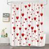 JEJOMEAG Valentine's Day Shower Curtain Red Heart Romantic Lover Couple Woman Girl Beige Fabric Bathroom Curtain with Hooks view 1