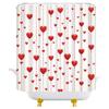 JEJOMEAG Valentine's Day Shower Curtain Red Heart Romantic Lover Couple Woman Girl Beige Fabric Bathroom Curtain with Hooks view 3