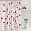 JEJOMEAG Valentine's Day Shower Curtain Red Heart Romantic Lover Couple Woman Girl Beige Fabric Bathroom Curtain with Hooks view 4