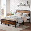 IDEALHOUSE Queen Bed Frame with Wood Headboard, Platform Queen Bed Frame with Safe Rounded Corners & Strong Metal Slats Support, Mattress Foundation, Noise-Free, No Box Spring Needed view 3