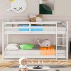 Anwick Kids Bunk Beds Twin Over Twin Size with Stairs and Rails,Wooden Low Bunk Bed for Toddlers Kids Girls Boys,Solid Wood Slat,Safety Guardrail Noiseless (White) view 1