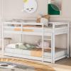 Anwick Kids Bunk Beds Twin Over Twin Size with Stairs and Rails,Wooden Low Bunk Bed for Toddlers Kids Girls Boys,Solid Wood Slat,Safety Guardrail Noiseless (White) view 3