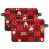 Styubn Christmas Baskets,Christmas Red Grid Elk Snowman Foldable Storage Bins with Handles, Decorative Cloth Organizer Storage Boxes 2 2piece view 2