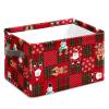 Styubn Christmas Baskets,Christmas Red Grid Elk Snowman Foldable Storage Bins with Handles, Decorative Cloth Organizer Storage Boxes 2 2piece view 3