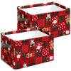 Styubn Christmas Baskets,Christmas Red Grid Elk Snowman Foldable Storage Bins with Handles, Decorative Cloth Organizer Storage Boxes 2 2piece view 4