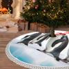 30" Christmas Tree Skirt with Tassel Penguins Christmas Tree Mat Tree Skirt Ornaments for Holiday Tassel Tree Skirt Xmas Tree Skirt Base Cover for Christmas New Year Decorations view 1