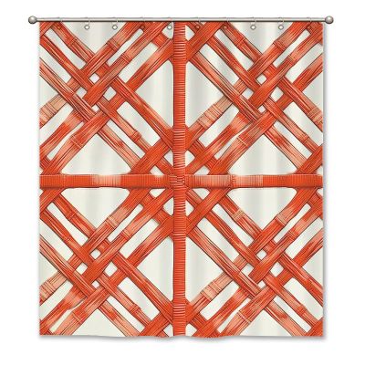 Yinrune Orange Shower Curtains for Bathroom Coral Geometric Lattice Shower Curtains Boho Shower Curtain 60x72in Stall Shower Curtain Polyester Fabric Shower Curtain Set with Hooks