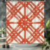 Yinrune Orange Shower Curtains for Bathroom Coral Geometric Lattice Shower Curtains Boho Shower Curtain 60x72in Stall Shower Curtain Polyester Fabric Shower Curtain Set with Hooks view 3