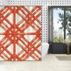Yinrune Orange Shower Curtains for Bathroom Coral Geometric Lattice Shower Curtains Boho Shower Curtain 60x72in Stall Shower Curtain Polyester Fabric Shower Curtain Set with Hooks view 4