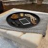 Gurfuy Round Ottoman Table Tray Round-24 - Rustic Wooden Serving Tray for Farmhouse Decorative Oversized Coffee Table Trays Living Room Kitchen Counter Breakfast Black view 4