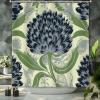 Yinrune Chinoiserie Shower Curtains for Bathroom Black and Green Floral Bathroom Curtains Asian Farmhouse Shower Curtain 72x72in Polyester Fabric Bath Curtains Set with Hooks Bathroom Decor view 3