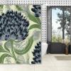 Yinrune Chinoiserie Shower Curtains for Bathroom Black and Green Floral Bathroom Curtains Asian Farmhouse Shower Curtain 72x72in Polyester Fabric Bath Curtains Set with Hooks Bathroom Decor view 4