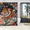 Yinrune Tibetan Tiger Shower Curtains for Bathroom 60x72in Pink Green and Turquoise Floral Colorful Shower Curtains Rustic Shower Curtain Animal Polyester Fabric Shower Curtain Set with Hooks view 4