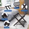 Smuxee Fully Assembled Brown Luggage Rack, Upgraded Bamboo Foldable Suitcase Stand with 5 Nylon Straps, Luggage Holder with Shelf for Guest Room Bedroom Hotel view 3