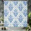 Yinrune Chinoiserie Style Blue and White Shower Curtain 60x72in Asian Blue Lotus Bath Curtains Modern Shower CurtainBath Curtains Polyester Fabric Shower Curtain Set with Hooks view 3