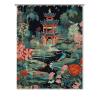 Yinrune Charcoal Coral Pagoda Shower Curtain Set with Hooks Chinoiserie Style Shower Curtain Asian Inspired Bathroom Curtains Bathroom Decor Polyester Fabric Shower Curtains with Holes view 1