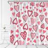 ABONAN Valentine's Day Shower Curtain Pink Love Hearts Romantic Valentine Fabric Bathroom Decor Set with Hooks(59" Wx70 H) view 1