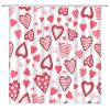 ABONAN Valentine's Day Shower Curtain Pink Love Hearts Romantic Valentine Fabric Bathroom Decor Set with Hooks(59" Wx70 H) view 2
