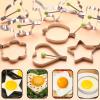 Fried Egg Mold Ring, 9pcs Egg Pancake Mold Rings with Insulated Handle, Stainless Steel 9 Different Shaper Egg Rings for Frying Eggs, Non-Stick Fried Egg Molds with Oil Brush Egg Separator view 4