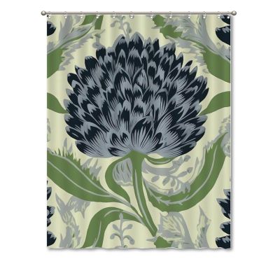 Yinrune Chinoiserie Style Black and Green Shower Curtain 72x90in Asian Floral Bathroom Curtains Modern Shower CurtainBath Curtains Polyester Fabric Shower Curtain Set with Hooks