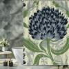 Yinrune Chinoiserie Style Black and Green Shower Curtain 72x90in Asian Floral Bathroom Curtains Modern Shower CurtainBath Curtains Polyester Fabric Shower Curtain Set with Hooks view 3