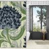 Yinrune Chinoiserie Style Black and Green Shower Curtain 72x90in Asian Floral Bathroom Curtains Modern Shower CurtainBath Curtains Polyester Fabric Shower Curtain Set with Hooks view 4