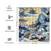 Yinrune Blue and White Pagoda Shower Curtain Set with Hooks Chinoiserie Style Shower Curtain Asian Inspired Bathroom Shower Curtain Bathroom Decor Polyester Fabric Shower Curtains with Holes view 2