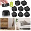 8 Pack Furniture Risers 1 or 2 Inch, Adjustable Bed Risers Heavy Duty For Table Desk Couch Chair Sofa Cabinet Bed Legs Dorm, Square Stackable Bed Raisers Blocks Lift Height 1", 2" or 3", Black view 1