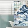 Yinrune Chinoiserie Style Blue and White Shower Curtains for Bathroom 48x72in Asian Pagoda Bath Curtains Boho Shower CurtainShower Curtain Liner Polyester Fabric Shower Curtain Set with Hooks view 4