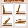 HollyHOME Floor Chair with Back Support, Foldable Japanese Style Floor Chair, Wood Legless Tatami Chair with Cushion, Accent Meditation Floor Seat for Bay Window, Living Room, Bedroom, Beige view 3