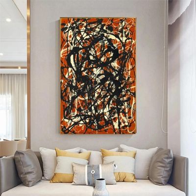 Abstract Artwork Free Form by Jackson Pollock Canvas Wall Art Prints Paintings Modern Art Picture for Home Wall Decor 60x90cm(24x31in) withframe