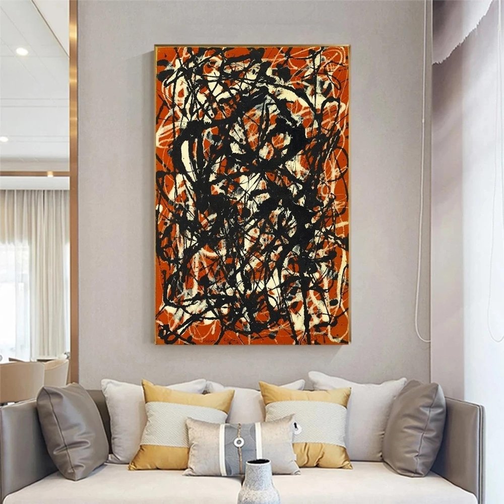 Abstract Artwork Free Form by Jackson Pollock Canvas Wall Art Prints Paintings Modern Art Picture for Home Wall Decor 60x90cm(24x31in) withframe