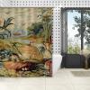 Yinrune Chinoiserie Shower Curtains for Bathroom Aqua Red Blue Ancient Scenic Sailing Boat Bath Curtains Asian Shower Curtain 60x72in Polyester Fabric Bath Curtains Set with Hooks Bathroom Decor view 4